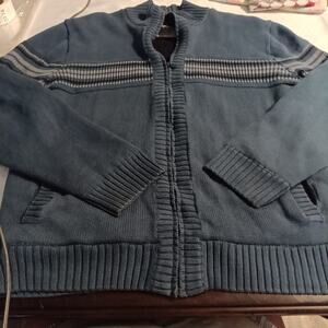 Windriver Mens Full Zip Cardigan Blue XL Heavy Fleece Lined Grandpa Core Comfort